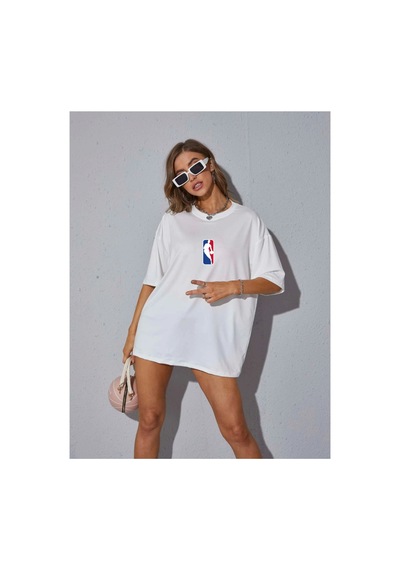 Tarzsokak Unisex Kadın/erkek Nbbaa Özel Baskılı Renkli Oversize Penye T-shirt Beyaz