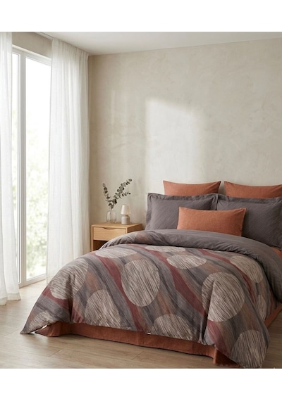 Ranforce Nevresim Cotton Box %100 Ranforce Pamuk Modern Çift Kişilik Konforlu Mevsimlik Nevresim Takımı Kahverengi
