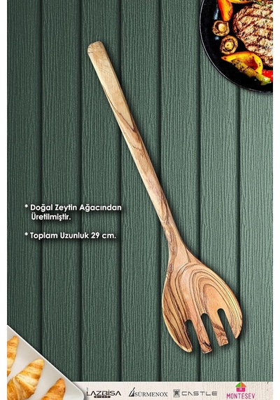 Tr Zeytin Ağacı Ahşap Tahta Kaşık Çatal Kevgir Spatula Seti Zeytin Ağacı Ağaç Kaşık 6 Lı Set Zeytn-052 Genel
