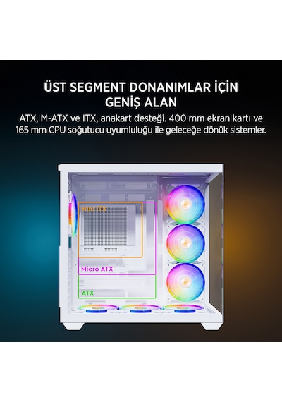 James Donkey Stark S801 7xargb Temperli Cam 650w 80+ Bronze Atx Beyaz Gaming Oyuncu Kasa