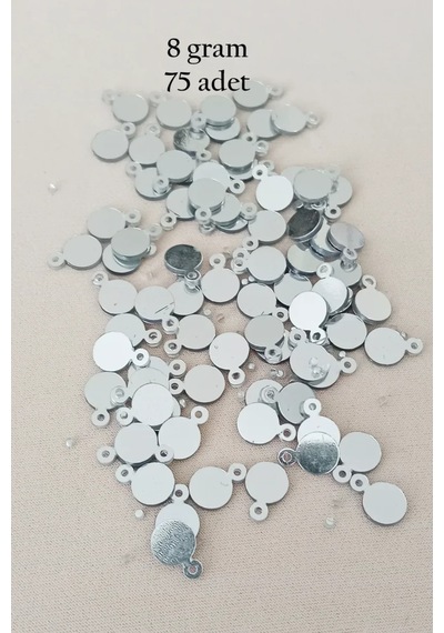Tedar Oya Abiye Bileklik Kolye Pleksi Metalik Plastik Pul Gümüş Renk 8 Gram 75 Adet - Bnc520 Najmaddin (No:1) 8.5Cm X 10.5 Cm