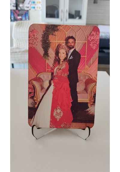 Ahşap Süblimasyon Fotoğraf Baskılı Ayaklı Masa Süsü 15X10Cm