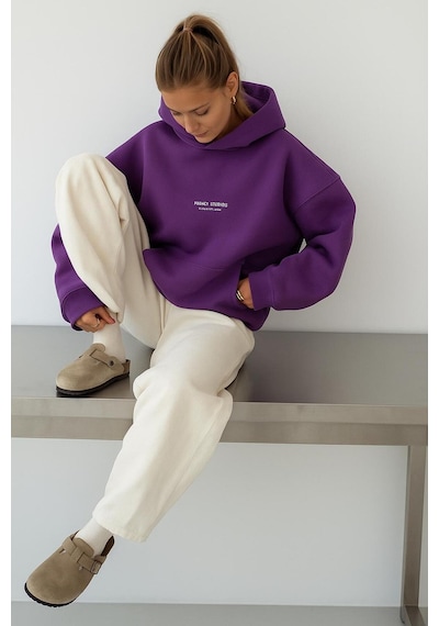 Peteet Studıos Baskılı Unisex Kapüşonlu Sweat Mor