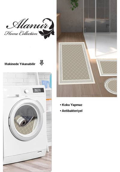 Dekoreko Kaymaz Taban Djt 3 Lü Banyo Paspas Takımı Star Pamuk Karışık Modern 603m Bej
