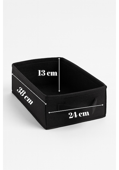 Siyah Dolap İçi, Çamaşır, Oyuncak Düzenleyici, Saklama Kutusu, Keçe Sepet Organizer 38x25x13 Cm Siyah