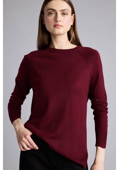 Defacto Ultra Yumuşak Relaxed Fit Basıc Bordo Kadın Kazak I6913az/br375