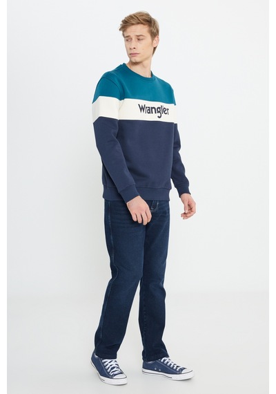 Wrangler Regular Fit Normal Kesim Bisiklet Yaka İçi Polarlı Petrol Rengi Sweatshirt Petrol