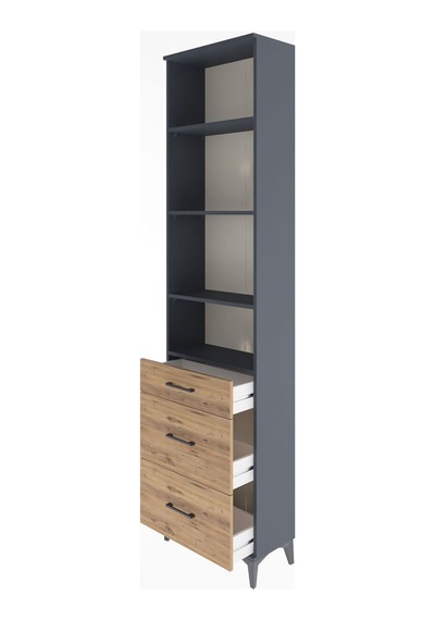 Arges Dolap 4 Raflı 3 Çekmeceli 60x30x243 Antrasit-çam Antrasit
