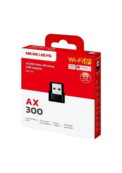Mercusys Ma14n Ax300 Mbps Nano Usb Wi Fi 6 Adaptör Kolay Kurulum Windows & Linux Uyumlu