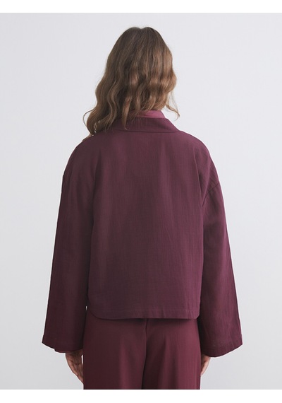 Lcw Modest Mürdüm V Yaka Oversize Müslin Kadın Kimono
