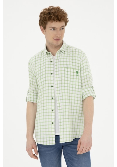 U.S. Polo Assn. Erkek Kareli Yeşil Gömlek 50283820-VR054