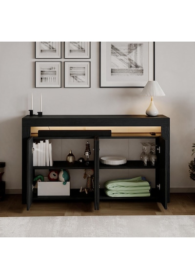 İnarch Dizayn Batı Led Işıklı Konsol Modern 4 Kapaklı Tv Konsolu - Tv Ünitesi Ahşap Siyah İnarch Dizayn Batı Led Işıklı Konsol Modern 4 Kapaklı Tv Konsolu - Tv Ünitesi Ahşap Siyah