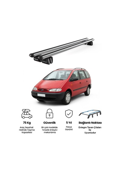 Pençe Ford Galaxy Ara Atkı 1996-2000 Uyumlu Gri Ara Atkı Port Bagaj Tavan Barı
