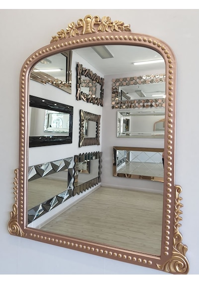 Ayna Denizi Lady Copper Gold Model Rose Gold Altın Renk Dekoratif Ayna Altın