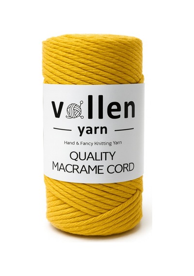 Taranan Makrome Ipi, 3mm Tek Büküm,makrome Örgü İpi, Taranabilir Pamuk Makrome,hardal Sarı