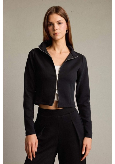 Defacto Yarım Balıkçı Yaka Modal Fermuarlı Sweatshirt G2921ax25aubk81 Siyah