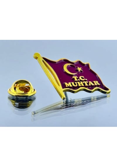 Muhtar Rozeti Bayrak Modeli 925 Ayar Gümüş Çok Renkli