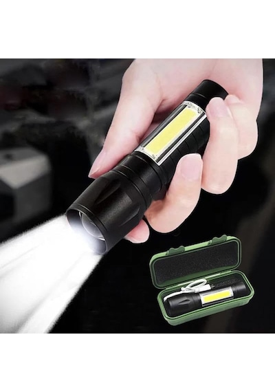 Usb Şarjlı Mini El Feneri Ultra Güçlü Led Fener, 3 Modlu Işık, Metal Kasa, Klipsli Taşınabilir Aydınlatma, Kutulu Cep Feneri, Şarj Kablosu Dahil Diğer