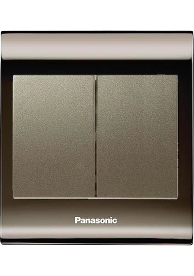 Viko Panasonic Thea Blu İkili Anahtar, Çerçeve Una+füme, Kapak Dore