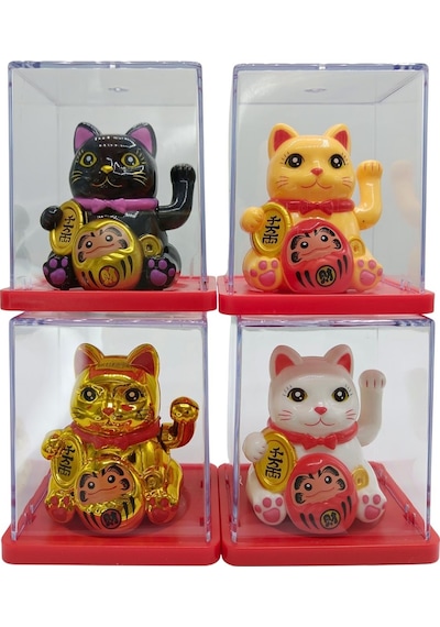 Dörtlü Maneki Neko El Sallayan Şans Kedisi Güneş Enerjili Set No04sns