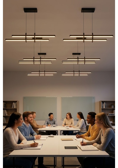 Halo Silver Lineer Led Sarkıt Avize Kumandalı Dim Edilebilir - Aşağı Işık Beyaz Işık