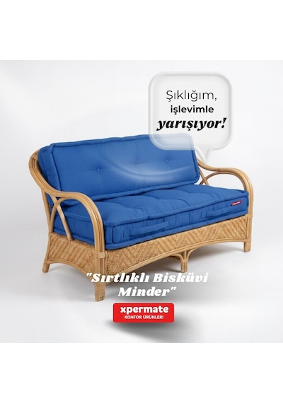 Xpermate Bisküvi Yer Minderi 60x120 Kalın Palet Balkon Petek Önü Fermuarlı Minder Mavi