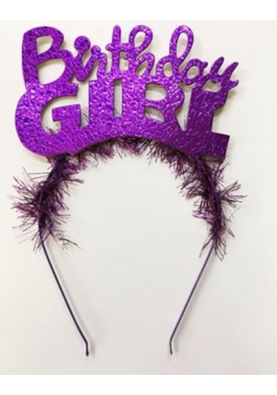 Bırthday Gırl Mor Yazılı Metal Taç