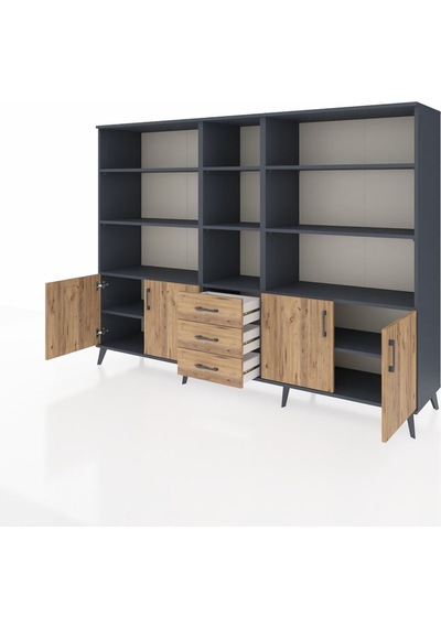 Hyperion Dolap 11 Raflı 3 Çekmeceli 4 Kapaklı 220x44x163 Antrasit-çam Atlas Çam - Antrasit Hyperion Dolap 11 Raflı 3 Çekmeceli 4 Kapaklı 220x44x163 Antrasit-çam Atlas Çam - Antrasit