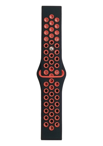 Watch 22mm Spor Delikli Kordon Saat Değildir - Siyah-kırmızı