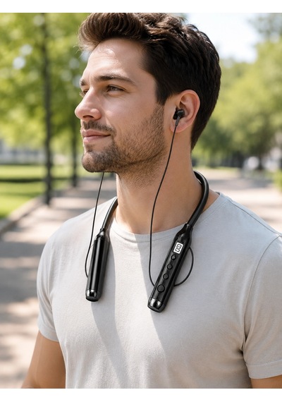Zenvia Boyun Bantlı Bluetooth Kulaklık Dijital Ekranlı Mikrofonlu Çift Telefon Bağlantılı Kablosuz Müzik Ve Gör