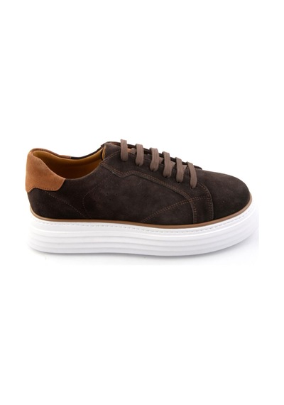 Kahve Hakiki Deri Erkek Sneaker E01811256002 Kahve
