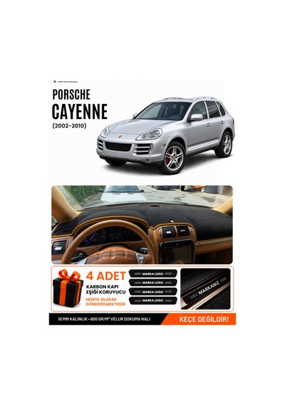 Porsche Cayenne 2002-2010 Uyumlu Torpido Örtüsü, Torpido Kılıfı - Siyah-kahverengi - Po001