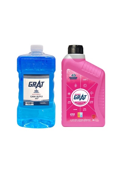 Organik Premium Kırmızı Antifriz 1 Lt + Kışlık Cam Suyu Antifrizi 1 Lt -20 C Kırmızı