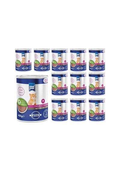 Pawpaw Yavru Kedi Tavuklu Pate Yaş Mama 400 Gr X 12 Adet Sku: Zeus8690010287526