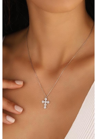 Haçlı Gümüş Kolye Rose Gold