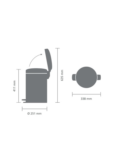 Brb-8710755233487-bra 233487-001-01-newıcon Confıdent Grey Pedallı Çöp Kutusu 12l Dark Grey
