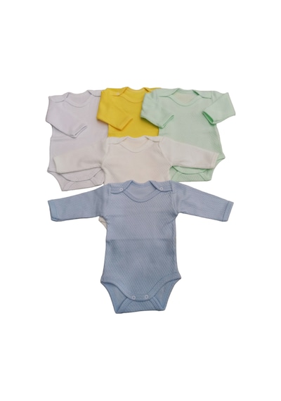 Özdemirli Bebe Uzun Kollu Çıtçıtlı Badi Bisiklet Yaka Body Zıbın (5li Paket)