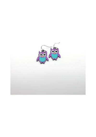 Tedz Collection Mor Baykuş Pin Küpe Çok Renkli