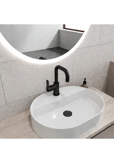 Adell Lento Kuğu Lavabo Bataryası -mat Siyah Siyah