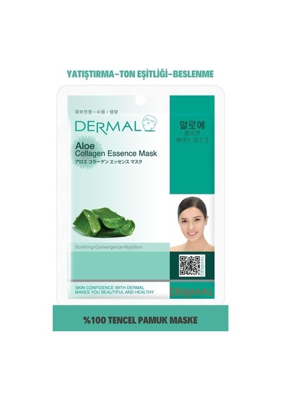Dermal Aloe Vera Özlü Yatıştırıcı ve Nemlendirici Kolajen Maskesi 10'lu