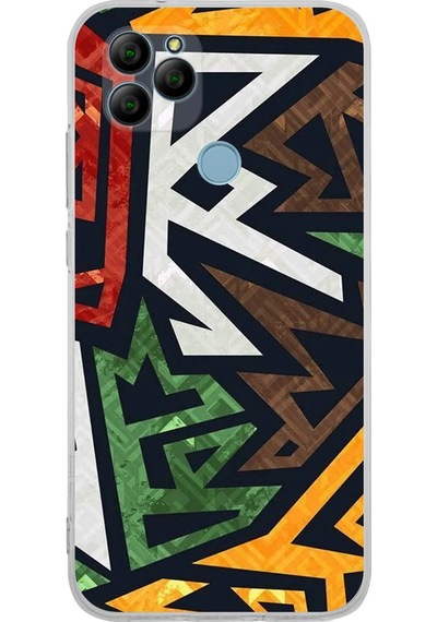 General Mobile Gm 21 Uyumlu Kamera Korumalı Soyut Grafiti Tasarımlı Şeffaf Kılıf Şeffaf