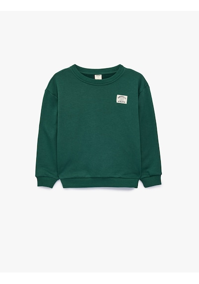 Koton Pamuklu Uzun Kollu Bisiklet Yaka Oversize Sweatshirt Yeşil 7wmb10060tk