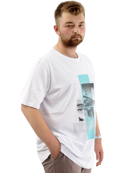 Superxl Battal Beden Erkek Pamuklu T-shirt Yumuşak Dokulu Baskılı Francıs