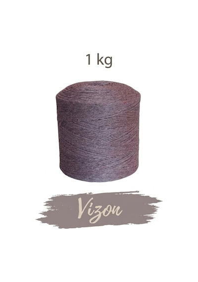 1 Kg Pamuklu El Örgü İpi Runner İpi- Amigurumi Koton İp Punch İpi Motif Vizon Renk