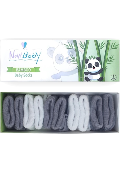 Novibaby 5'li Bambu Yenidoğan Bebek Çorabı I Cloudy I 0-6 ay "Karışık Renkli"