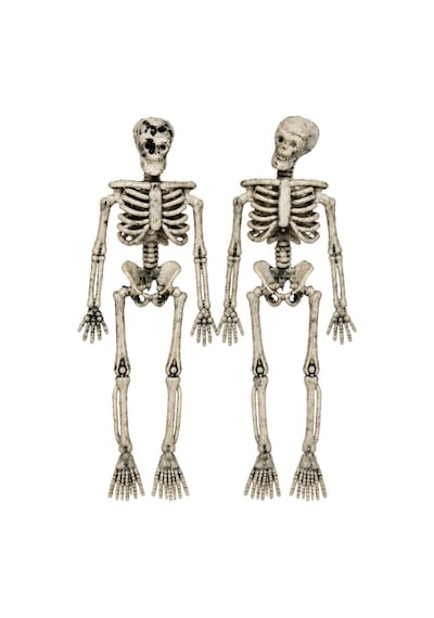 Halloween Cadılar Bayramı 15 Cm 2'li İskelet Dekor Seti Hareketli Eskitme Görünümlü Süs
