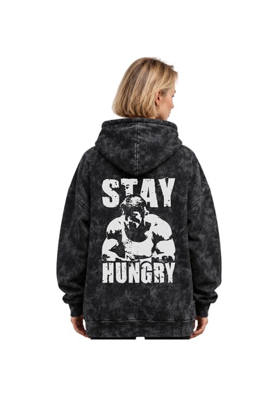Sevbano Arnold Hungry Fitness Gym Bodybuilding Baskılı Unisex Oversize Yı Siyah
