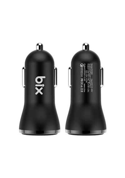 Bix 18W Çift USB Çıkışlı QC 3.0 Araç Şarj Cihazı Beyaz