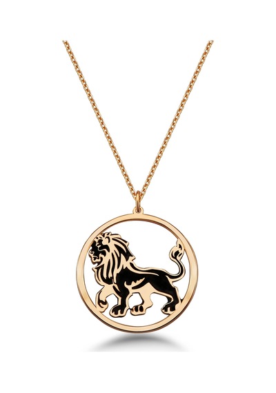 Çember Aslan Burcu Gümüş Kolye - Rose Rose Gold