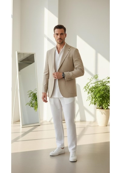 Plus Scorpion Ck089 Erkek Slim Fit Blazer Ceket Tek Düğmeli Çift Yırtmaçlı Torba Cepli Yarım Astarlı Bej Plus Scorpion Ck089 Erkek Slim Fit Blazer Ceket Tek Düğmeli Çift Yırtmaçlı Torba Cepli Yarım Astarlı Bej